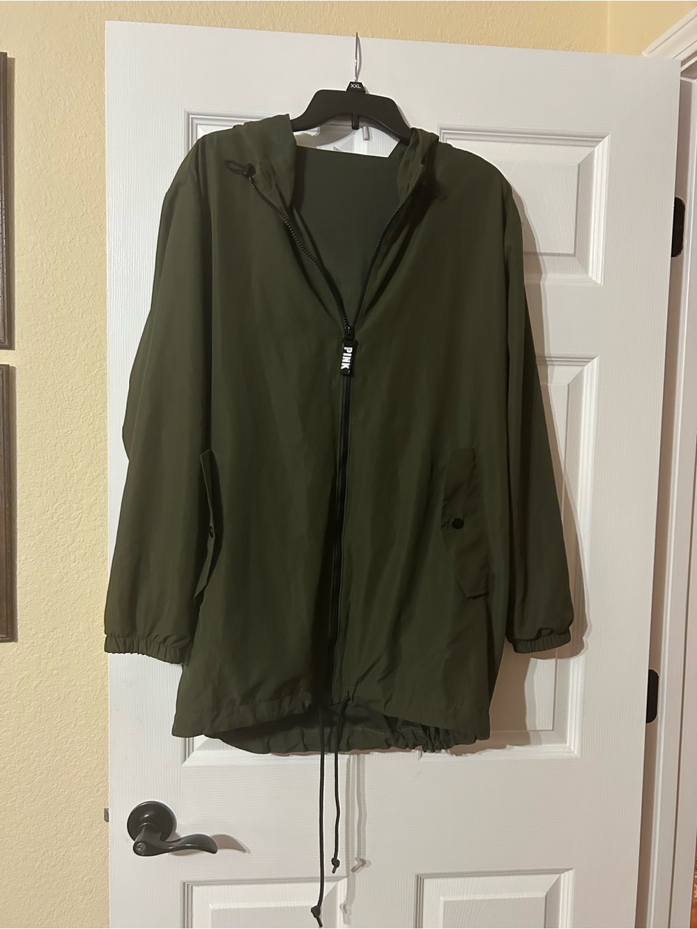PINK Victoria's Secret Olive Green Hooded Utility Jacket